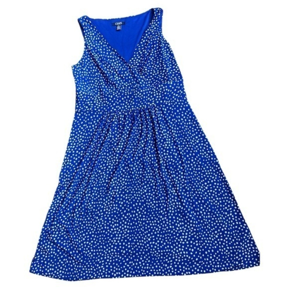 Chaps size Large, Blue with white Polka Dot Dress, flowing beautiful comfy
